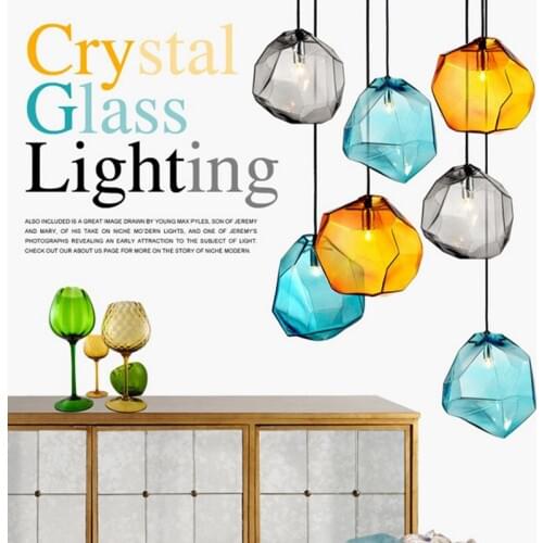 Nordic NEW three stone pendant lights creative personality lounge dining room droplight LED color glass hanging lamps FG181