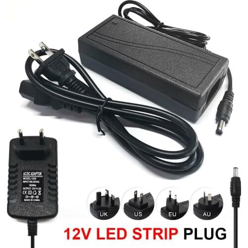 LED Strip Plug Power Supply LightingTransformers Output DC12V 1A 2A 3A 4A 5A EU US Plug Power Adapter for UK AU Plug AC100-240V