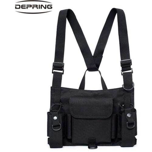 Tactical Mens Functional Chest Rig Bag Fashion Hip Hop Vest Streetwear Bag Waist Bag Belt Pack Adjustable Front Pouch