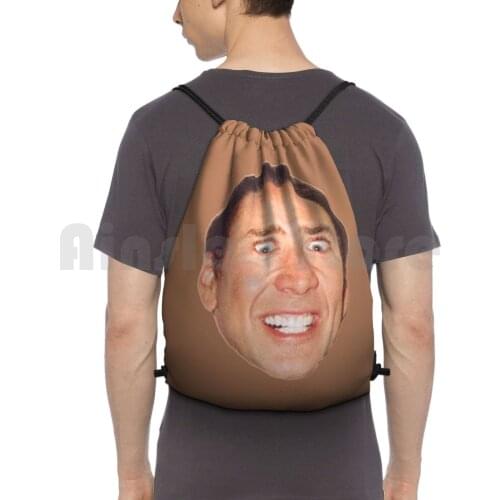 I'M Watching You Backpack Drawstring Bags Gym Bag Waterproof Nicolas Cage Watching You Funny Geek Nerd Nerdy Joke Awesome