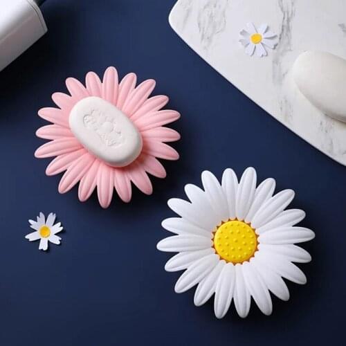 Daisy Shape Soap Box Bathroom Soap Holder Dish Storage Plate Tray Bathroom Soap Holder Case Space Saving Organization