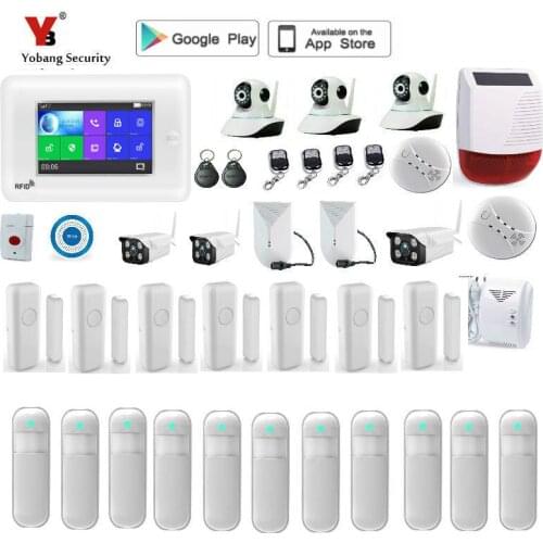 Yobang Security 4.3inch Wireless SIM GSM Home RFID Burglar Security Touch Keyboard WIFI GSM Alarm System Sensor