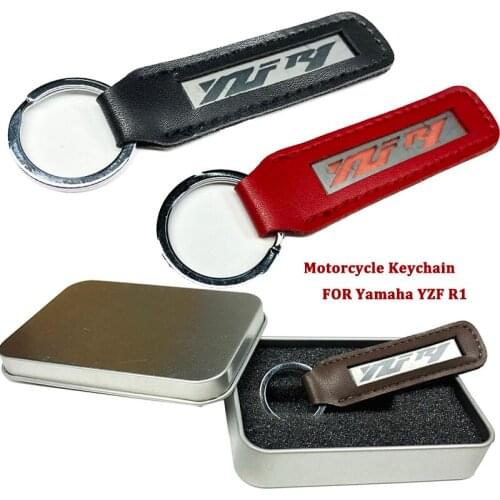 YZF R1 Metal Leather Motorcycle Keychain Key Chain fits For Yamaha YZF-R1 yzf-r1 Key Holder Motorcycle Accessories