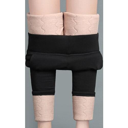 2021 Autumn Winter Women Warm Velvet Thick Trousers Lady High Waist Elastic Stretch Straight Pant Female Plus Size Leggings K580