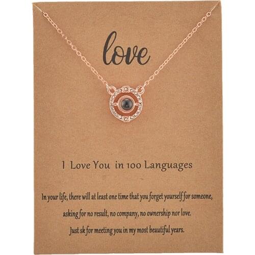 6pcs With Card Round 100 Language I love You Necklace For Women Wedding Letter Necklace Jewelry Drop Shipping