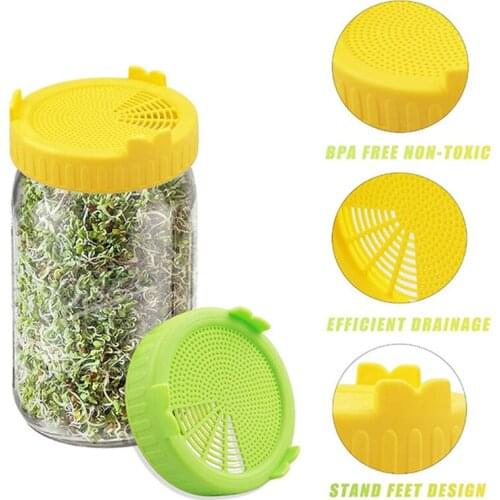 1pcs Newest High Qulity 86mm Bean Seed Screen Plastic Sprouting Strainer Lids Covers Cap For Wide Mason Jar Can Grow Bean