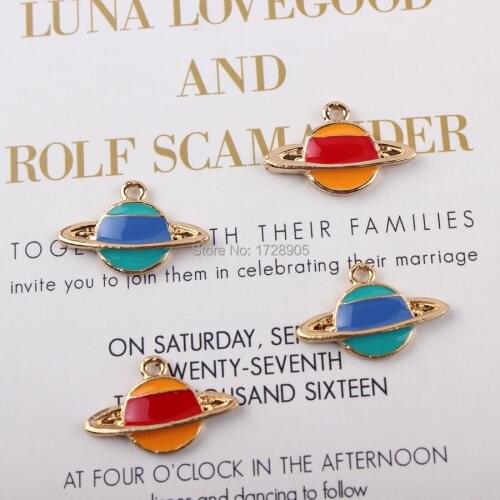 Saturn Charms for Jewelry making 10pcs 15x23mm Lovely Enamel Charms for Bracelet DIY Satellite Charms Finding Accessories