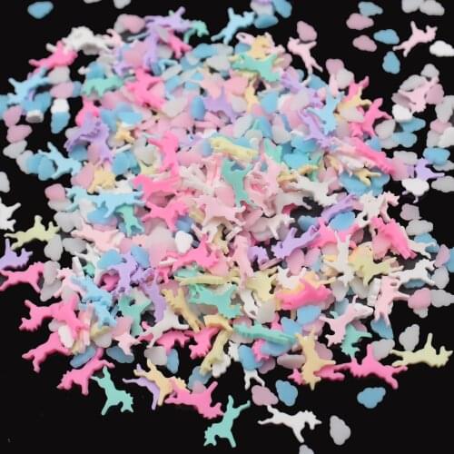 100g/Lot Colorful Unicorn Cloud Clay Slices Soft Pottery Mixed Sprinkles for DIY Crafts Filling Decoration Accessories