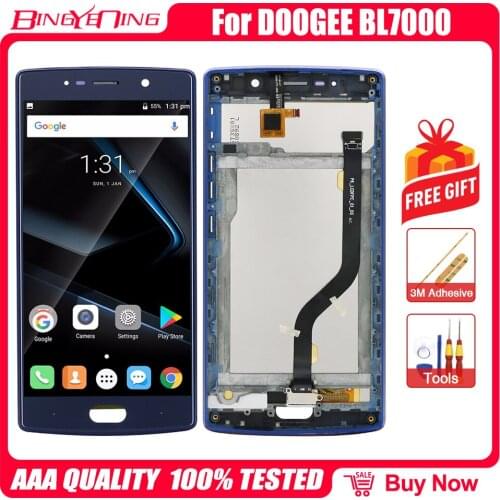 100% Original LCD&Touch Screen Digitizer with frame Display module Repair Replacement Parts For DOOGEE BL7000 LCD Cellphone
