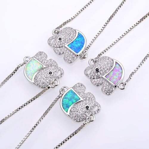 19 * 14 hot copper inlaid opal elephants bracelet electroplating multicolor choose DIY jewelry beads ms connector accessories av