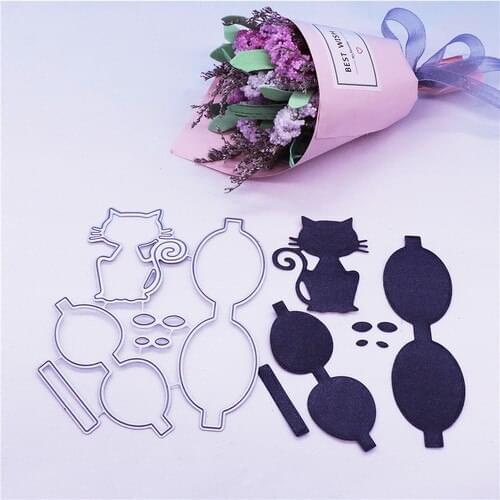 2020 Cat and bow template DIY scrapbook metal cutting die paper card process embossing folder template