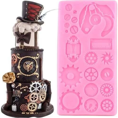 3D Industrial Steampunk Silicone Mold Gear Fondant Molds Party DIY Cake Decorating Tools Cupcake Topper Candy Chocolate Moulds