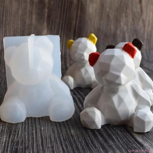 3D Transparant Siliconen Epoxyhars Mallen Geometrie Beer Schimmel Dier Aromatherapie Kaars Maken Vorm Decoratie Tool