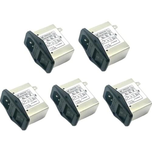 5pcs 3A IEC Type AC Power Supply Filter For Power Amplifier With Switch Fuse