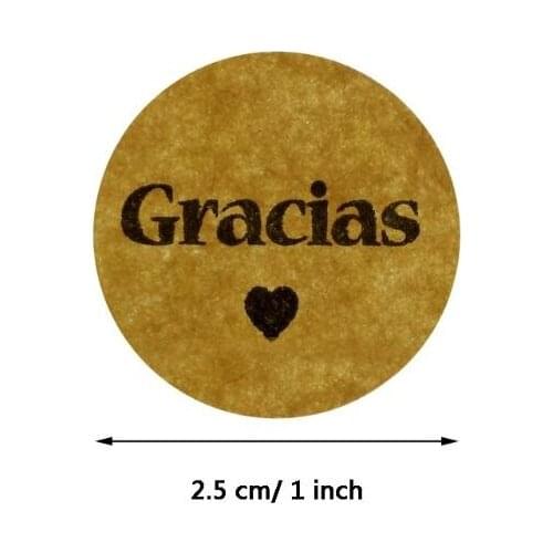 500pcs Kraft Gracias Spanish Thank You labels Stickers Envelope Package Seal GXMA