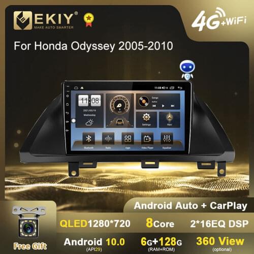 EKIY Android 10 Autoradio For Honda Odyssey 2005 - 2010 Stereo Multimedia Video Player Navigation GPS QLED DSP BT No 2 din DVD