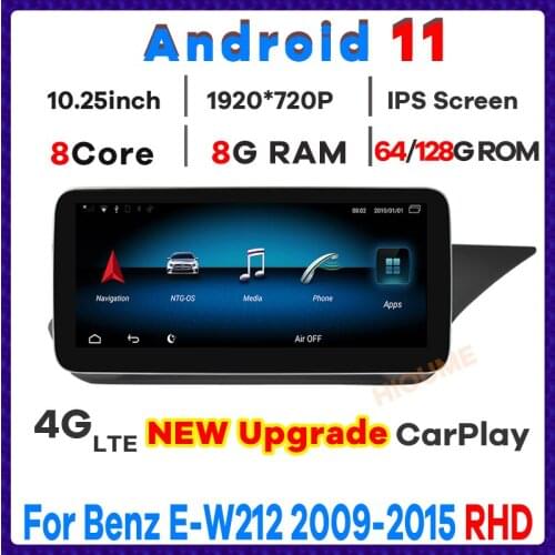 10.25" 8Core 8+64G Andriod 10.0 GPS Navigation Multimedia Player for Mercedes Benz E Class W212 2009-2015 RHD Cars Radio Stereo