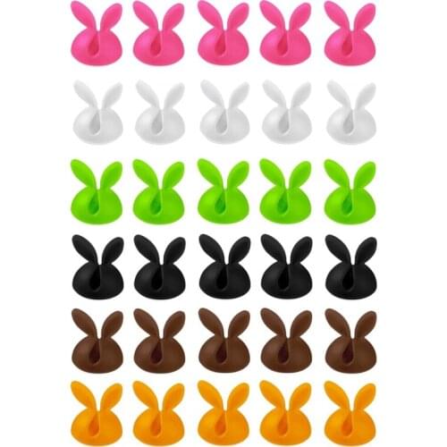 30Pc 6 Color Cable Clips Desktop Cable Holders Cable Management Adhesive Drop Wire Holder for Office Table Desk Car
