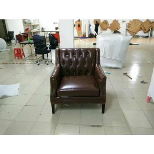 Cow real genuine leather sofa living room chair home furniture modern American Country style leisure chair oil wax leather sofa