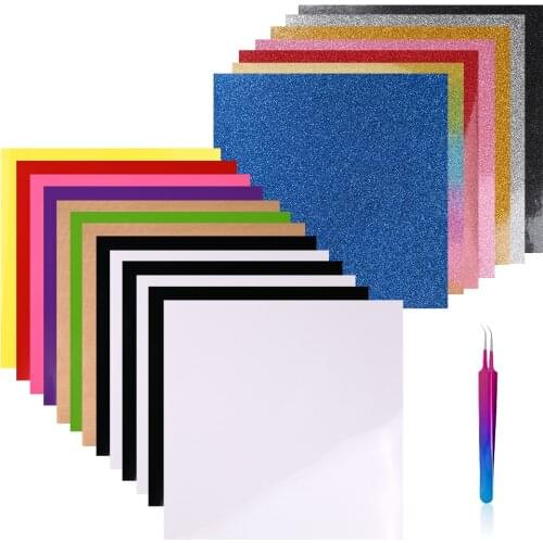 FOSHIO Car Sticker Heat Transfer Vinyl Sheet Iron Press Textiles HTV Printing Paper Craft DIY T-Shirt Clothing Glitter Film Roll