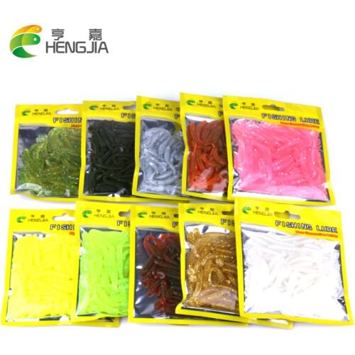 Hengjia 50pcs fake bait Wobbler Soft Jigging floating T fish Bionic isca Artificial fishing Lure fly silicone bait Worms