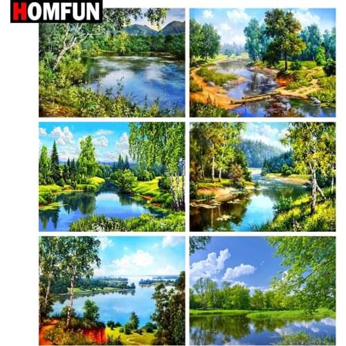 HOMFUN Full Diamond Embroidery"Beautiful natural scenery"Diamond Painting Cross Stitch Patterns Rhinestone Unfinished Home Decor