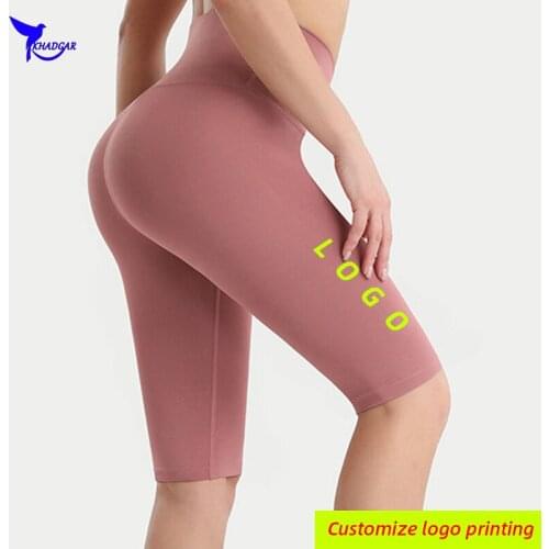 Custom LOGO Sexy High Waist Compression Running Tights Women Quick Dry Fitness Gym Shorts Yoga Short Pants Sportswear Leggings