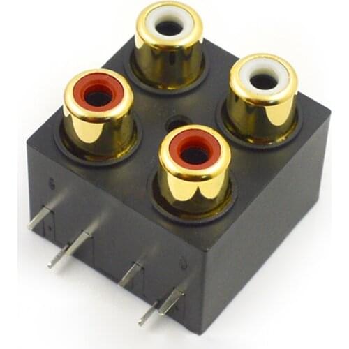10pcs AV Connector 4-holes AV Concentric Plug RCA Lotus Socket Female Horizontal Plug Seal Gold-plated Copper Material