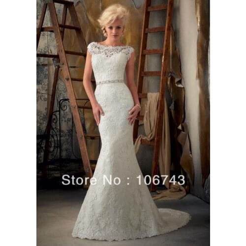 Promotion Wrap High free Shipping New Best Sale aplique ivory Bride V back small train Lace mermaid Bespoke Wedding Dresses