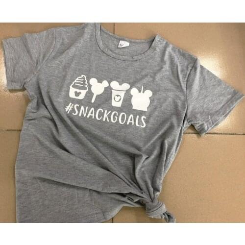 Summer Stylish Cotton Tee Casual Short Sleeve Tops Snack Goals Mouse Letter Printed T-Shirt Slogan Vintage t shirt Hipster Shirt