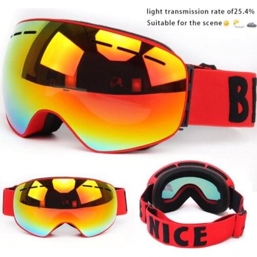 Ski Goggles Double Layers UV400 Anti-fog Snowboard Eyewear Anti-fog Big Ski Mask Glasses Unisex Snow Snowmobile