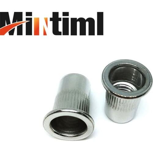 Mintiml 10Pcs M3 M4 M5 M6 M8 M10 M12 304 Stainless Steel Rivnut Flat Head Threaded Rivet Insert Nutsert Cap Rivet Nut