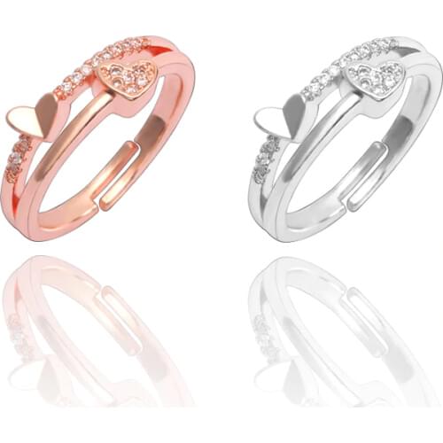 Fashion And Creative Heart And Soul Couple Ring Jewelry Personality Men And Women Temperament Heart-Shaped Ring Adjustable Ring