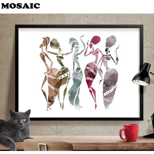 Mosaic DIY African women Diamond Painting Cross Stitch Full Diamond Covered square Diamond Embroidery Paint Craft home Decor