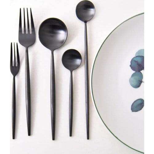 Sushi Style Black Tableware Cutlery Set Travel Knife S poon Fork Dinner Sets 18/8 Stainless Steel Hashi Portable Dinnerware Set