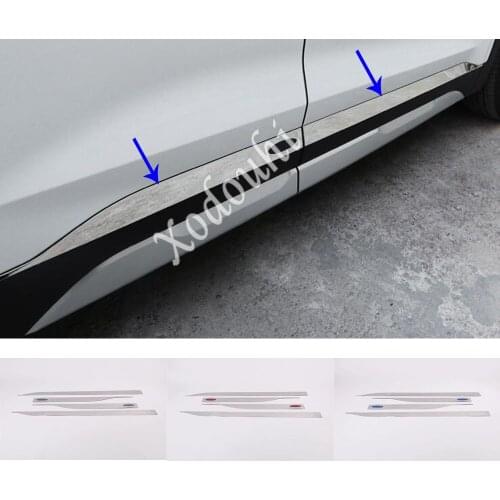 Car Sticker Styling Stainless Steel Door Body Trim Stick Strip Molding Stream Panel 4pcs For Hyundai Santa Fe SantaFe 2019 2020
