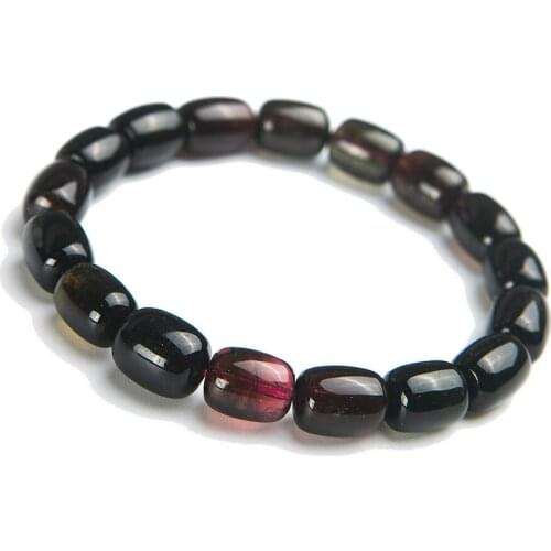 Genuine Colorful Natural Tourmaline Bracelets For Women Lady Stretch Crystal Barrel Beads Bracelet