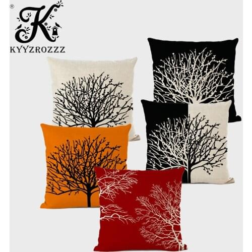 Happy Tree Cushion Cover for Sofa Life Tree Decorative Pillows Cotton Linen Pillow and Cover Colorful Cushion Covers 45x45cm