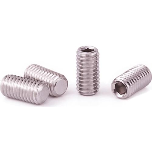 New arrive M3 M4 M5 M6 304 Stainless Steel Thread Grub Flat Point Hexagon Socket Set Screws Headless Jimmy Screw