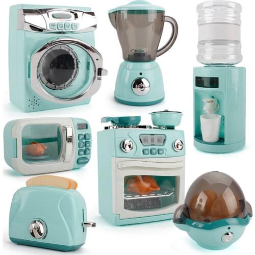 New Children Pretend Play Toy Set Electric Microwave Oven Washing Machine Water Dispenser Egg Steamer Juicer Toaster For Kid