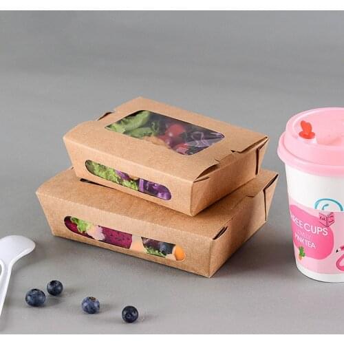 50pcs Disposable lunch box salad sushi food takeaway packaging boxes outdoor BBQ picnic food fruit box with transparent window