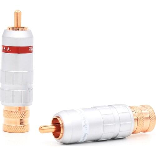 New VR002 red copper plated RCA Plug Audio Video Cable Adapter Solders