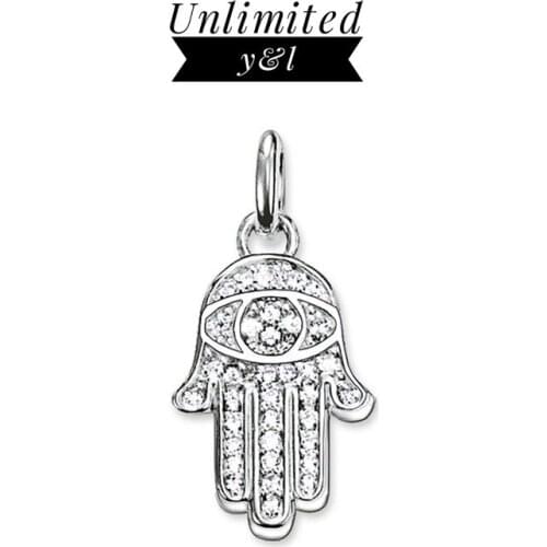 Hand of Fatima Pendants Fashion Jewelry Silver Thomas Style White CZ DIY Necklace Accessories for Women Men Gifts