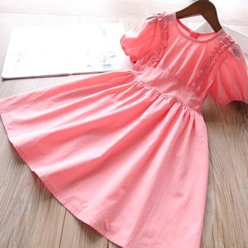 Girls ruched cotton dresses wholesale kids dress for girl