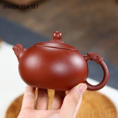 Yixing Purple Clay Teapot Double Dragon Play Beads Kettle Raw Ore Handmade Tea Set Tieguanyin Chinese Tea Ceremony Gift 230ml