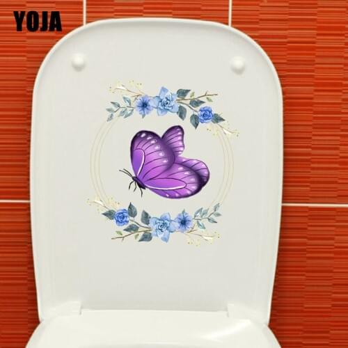 YOJA 22.9X22.3CM Butterflies In A Wreath Bedroom Home Decor Toilet Decal Wall Sticker T3-1296