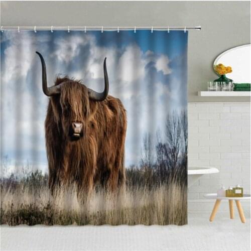 Cows Living In The Jungle Shower Curtains Waterproof Polyester Fabric Bathroom Curtains For Home Decor