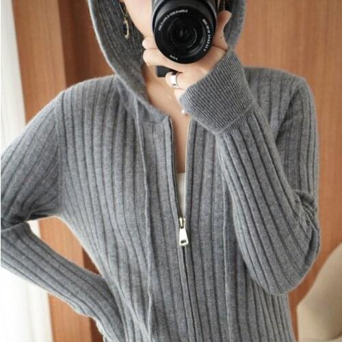 Sweaters Womens Plus Size Bandage Knit 2021 Autumn Knitted Woollen Zipper Splicing Hooded Cardigan Jumper Jerseys Sweater Woman