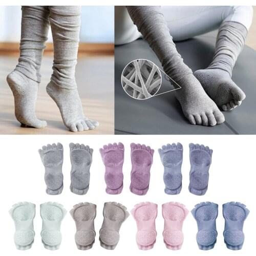 1 Pair Women Yoga Socks Half Toe Non-Slip Fitness Gym Sport Socks 5 Toes Toeless Yoga Socks Pilates Home Gym Exercise