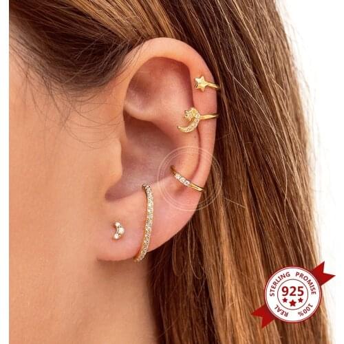 1PC Brass/24k Gold-Plated Exquisite Single Circle CZ Silver Conch Ear Clip Women Fashion No Pierced Clip Accessory Party Jewelry